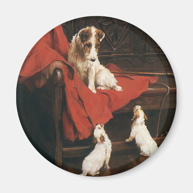 Vintage Pet Animals, Jack Russel Terrier Hundar Magnet (Framsidan)