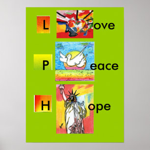 Vintage Peter Max art stil KÄRLEK PEACE HOPE Poste Poster