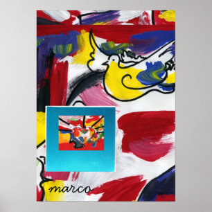 Vintage Peter Max stil Peace och Kärlek Poster