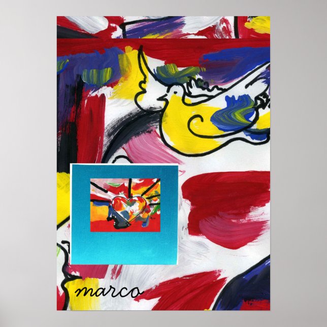 Vintage Peter Max stil Peace och Kärlek Poster (Framsidan)