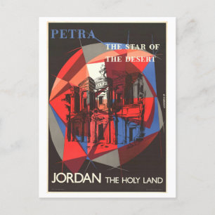 Vintage Petra Jordan Heliga Land Travel Poster Vykort
