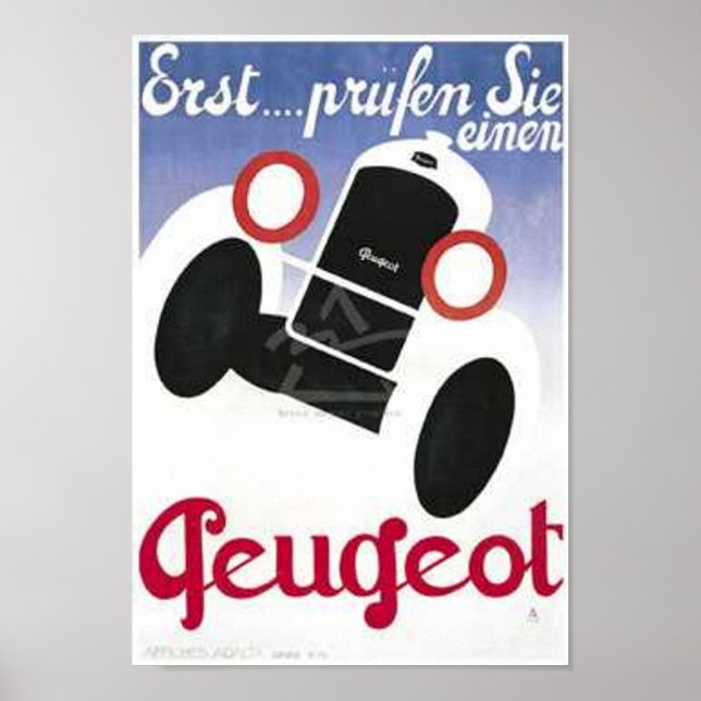 Vintage Peugeot Ad 3 Poster (Framsidan)