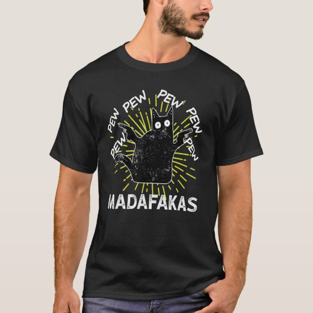 Vintage PewPewPew Madafakas Katt Galen Pew T Shirt (Framsida)