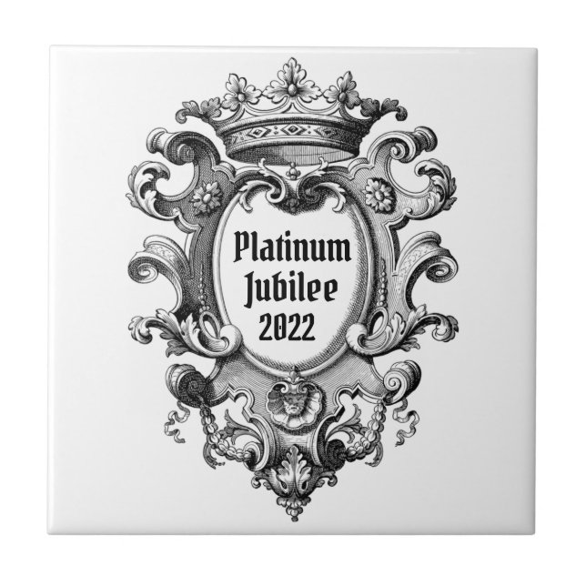 Vintage Pewter Titta Platinum Jubilee 2022 Kakelplatta (Framsidan)