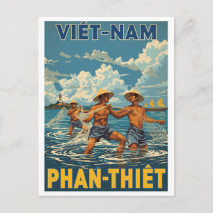 Vintage Phan Thiết Fiskare Vykort