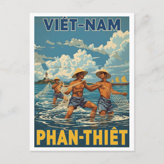 Vintage Phan Thiết Fiskare Vykort (Framsida)