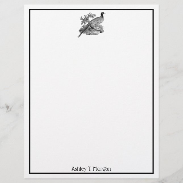 Vintage Pheasant Game Bird Teckning BW (Framsida)