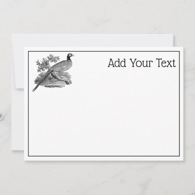 Vintage Pheasant Game Bird Teckning BW (Framsida)