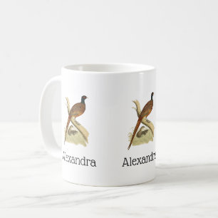Vintage Pheasant på Gren Game Bird Teckning Färg Kaffemugg