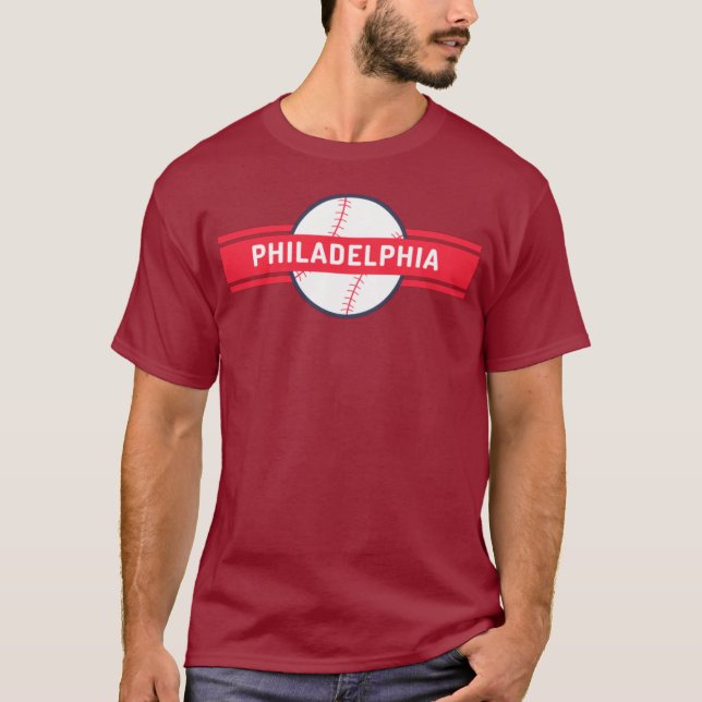 Vintage Philadelphia Baseball Skyline Retro Philly T Shirt (Framsida)