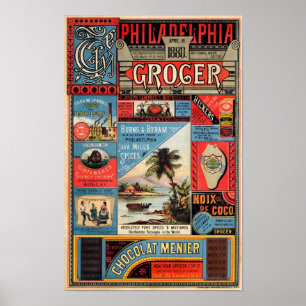 Vintage Philadelphia Grocer-reklam Poster
