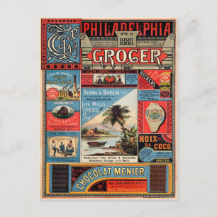 Vintage Philadelphia Grocer-reklam Vykort