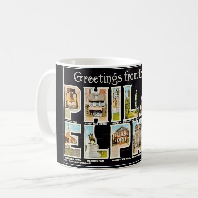 Vintage Philadelphia Hälsning Mugg (Framsida vänster)