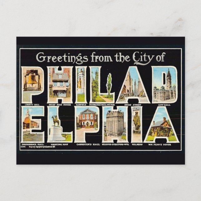 Vintage Philadelphia hälsning  Vykort (Framsida)