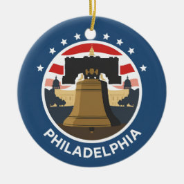 Vintage Philadelphia Liberty Bell Julgransprydnad Keramik