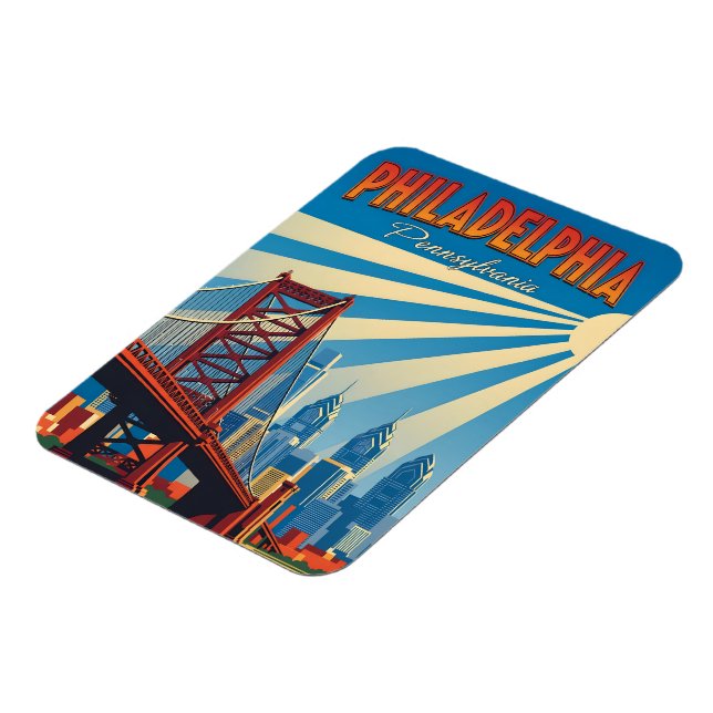Vintage Philadelphia Pennsylvania Magnet (Vänstra Sidan)