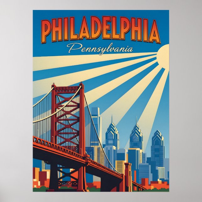 Vintage Philadelphia Pennsylvania Poster (Framsidan)