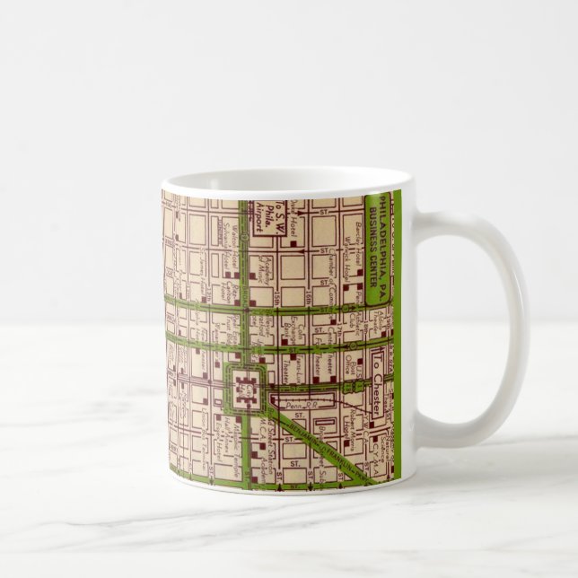 Vintage Philadelphia Street Map Mug Kaffemugg (Höger)