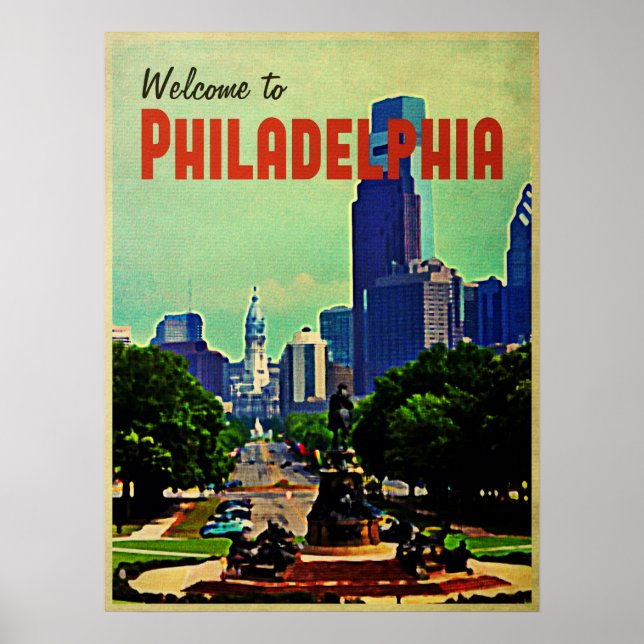 Vintage Philadelphia Travel Poster (Framsidan)