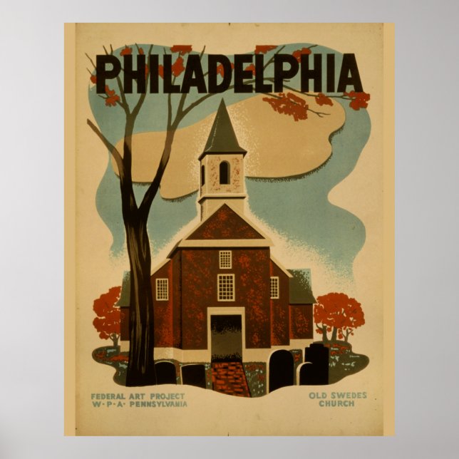 Vintage Philadelphia Travel Poster (Framsidan)