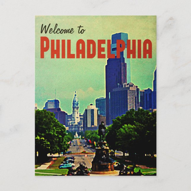 Vintage Philadelphia Travel Vykort (Framsida)