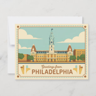 Vintage Philadelphia-vykort Hälsning från Vykort