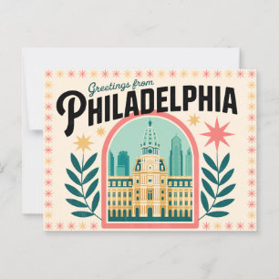 Vintage Philadelphia-vykort Hälsning från Vykort