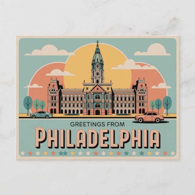 Vintage Philadelphia-vykort | Hälsning från Vykort (Framsida)