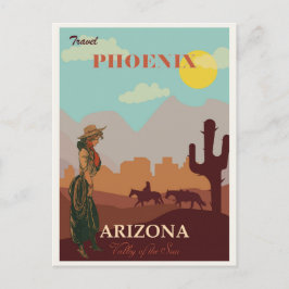 Vintage Phoenix Arizona Desert Cowgirl Vykort