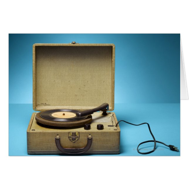 Vintage Phonograph Hälsningskort (Framsidan Horizontal)