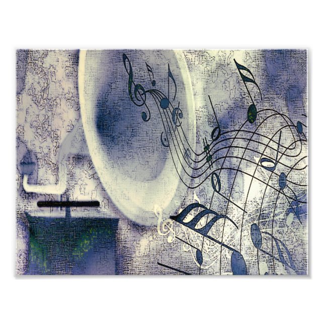 Vintage Phonograph och Music Fototryck (Framsidan)