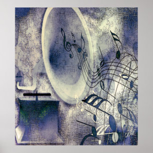 Vintage Phonograph och Music Poster