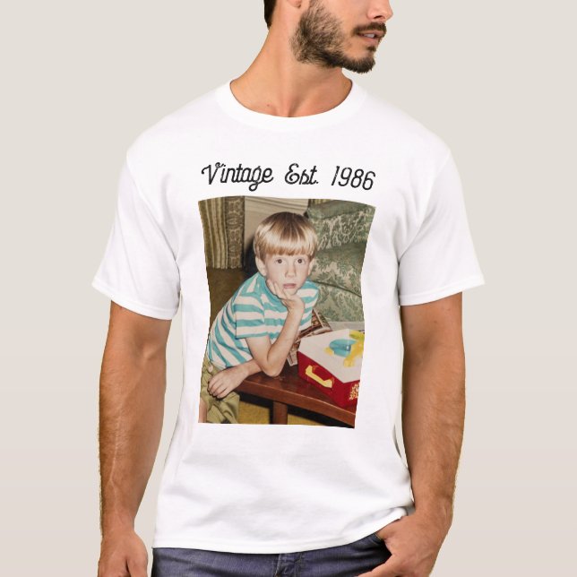 Vintage Photo Birthday Personalized T-Shirt (Framsida)