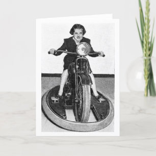 Vintage Photo - flicka på cykel Kort