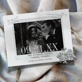 Vintage Photo Hand Written Script Save the Date Meddelande