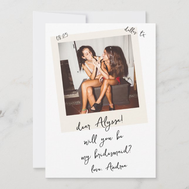 Vintage Photo Handwritten Bridesmaid Proposal Inbjudningar (Framsida)