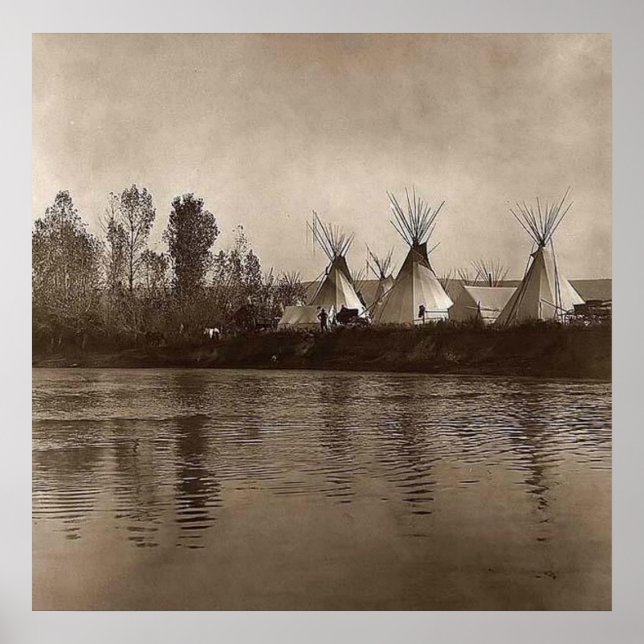 Vintage Photo Indian Village Teepee Poster (Framsidan)