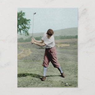 Vintage Photo Male Golfer Swing 1930 s Vykort