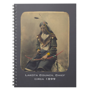 Vintage Photo Native American Lakota indisk chef Anteckningsbok Med Spiral