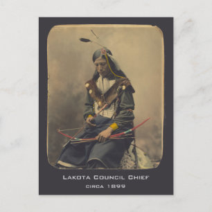 Vintage Photo Native American Lakota indisk chef Vykort