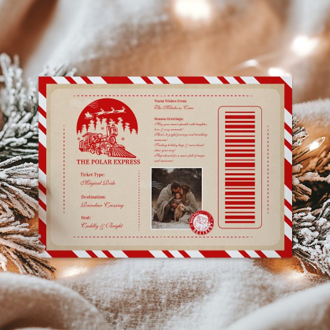 Vintage Photo Polar Express jul Biljett Julkort (Skapare uppladdad)