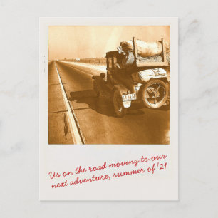 Vintage Photo Road Resa Flytta Announcement Vykort