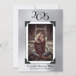 Vintage Photo Studenten annons Silver Inbjudningar