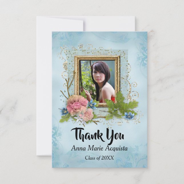 Vintage Photo Studenten Tack Kort (Framsida)