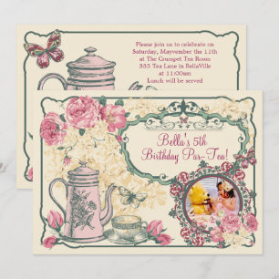 Vintage Photo Tea Party-inbjudan Inbjudningar
