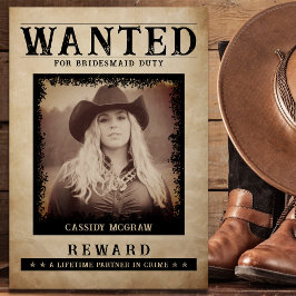 Vintage Photo Wanted Poster Bridesmaid Frieri