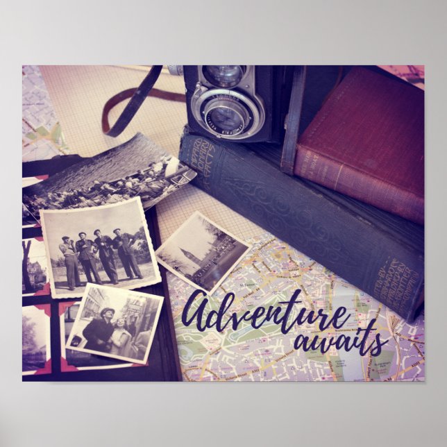 Vintage Photograph Äventyr väntar Poster (Framsidan)