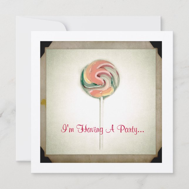 VINTAGE PHOTOGRAPH LOLLIPOP PARTY INBJUDANDE INBJUDNINGAR (Framsida)