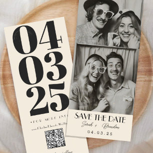 Vintage Photoshop Typography Qrcode Spara datum Inbjudningar
