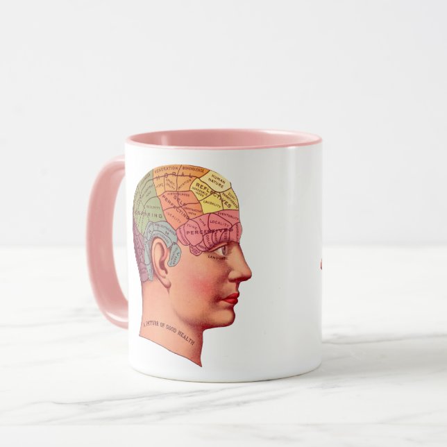 Vintage Phrenology Head Mind Brain Karta Mugg (Framsida vänster)